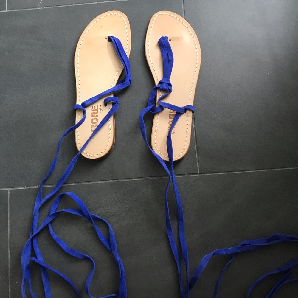 One of a kind handmade tie up sandals